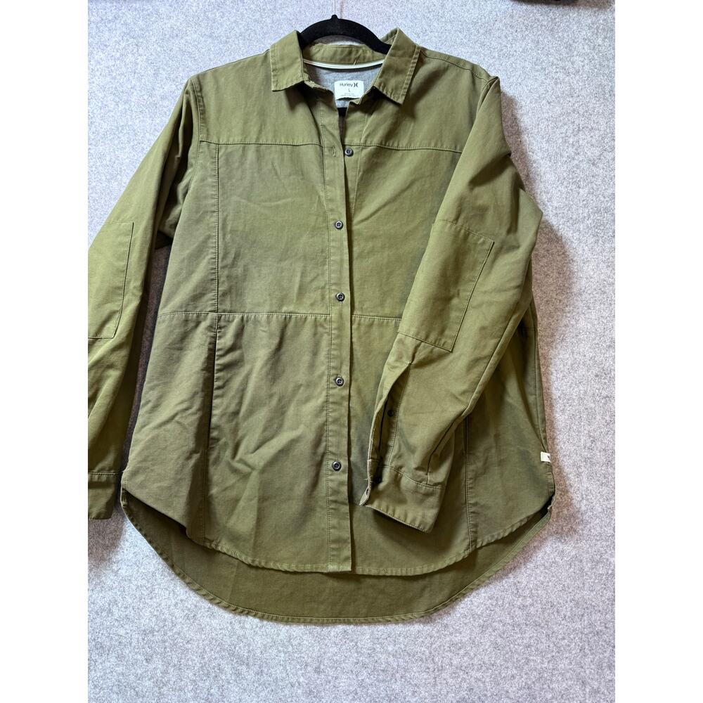 Hurley Olive Green Utility Overshirt Shirt Jacket Women's Large - Picture 2 of 11